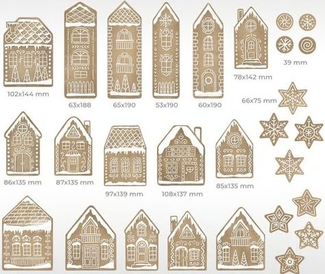 Christmas Gingerbread Village, Gingerbread House Garland Diy, Cardboard Gingerbread House Garland, Ginger Bread House Template Printable, Ginger Bread House Template, Gingerbread House Designs Templates, Gingerbread Garland Diy, Christmas Houses Village Display, Gingerbread Village Display