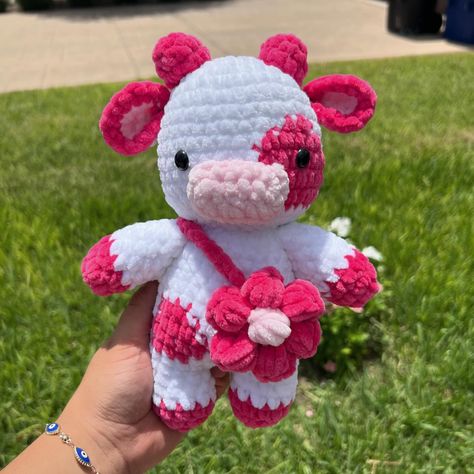 #crochet lavender and hot pink cows 💜🩷 - - Handmade by @kates._crochet @kdelaguila95 Adopted 07/06/2025 Pink Cow Crochet Pattern Free, Lavender Cow Crochet Pattern, Cow Crochet Pattern Free, Crochet Cows, Cow Crochet Pattern, Crochet Lavender, Cow Crochet, Crochet Plushies, Turtle Plush