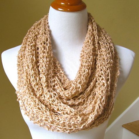 Ravelry: LBK63's Super Easy Lightweight Lacy Infinity Scarf Lightweight Crochet Scarf, Crochet Infinity Scarf Free Pattern, Infinity Scarf Crochet, Crochet Infinity Scarf Pattern, Crocheted Scarves, Crochet Cowls, Crochet Scarfs, Infinity Scarf Pattern, Scarf Patterns