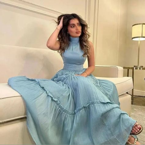 Prom Dress High Neck, Dresses For Formal, Princess Gowns, Light Blue Prom Dress, Tulle Evening Dress, Prom Dresses Sleeveless, Princess Gown, Chiffon Evening Dresses, Blue Tulle