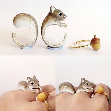 Woodland Forest, Animal Rings, Cute Rings, Diy Schmuck, Bijoux Diy, Squirrels, Animal Jewelry, Wholesale Jewelry, Cute Jewelry