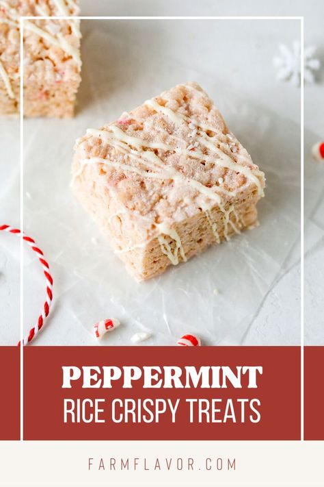 Peppermint Rice Crispy Treats White Chocolate Drizzle, Cereal Flavors, Crushed Peppermint, Melted White Chocolate, Peppermint Marshmallows, Peppermint Candies, Christmas Morning Breakfast, Easy Banana Bread Recipe, Holiday Favorite Recipes