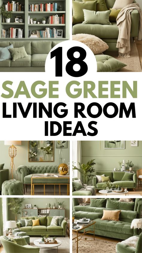 18 Sage Green Living Room – The Crafty Hacks Jade Green Living Room, Rustic Green Living Room, Green Living Room Aesthetic, Bedroom Ideas Lights, Sage Green Living Room Ideas, Wallpaper In Home, Green Living Room Color Scheme, Green Living Rooms, Decorating With Green