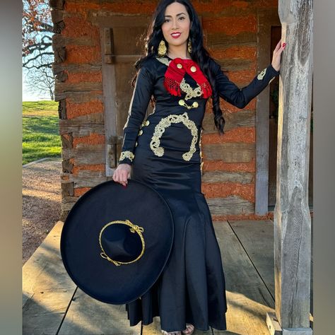 Is Only The Dress And Rebozo No Include Hat Taffeta Fabric A Little Stretch Charro Outfits For Women, Quince Charro Dresses, Quince Fits, Mariachi Dress, Mariachi Quinceanera Dress, Mariachi Outfit, Charro Dress, Rodeo Queen Clothes, Jalisco Dress