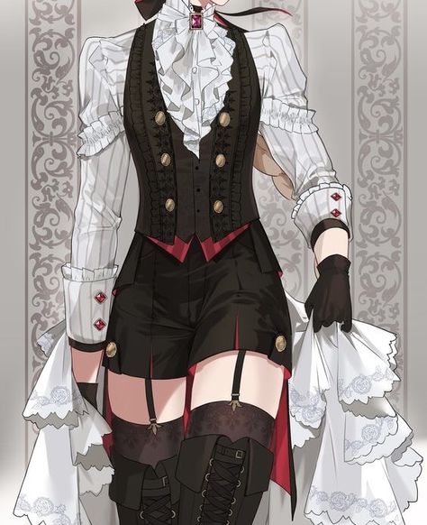 Female Magician Outfit, Fancy Matching Outfits, Astrologist Outfit, Butler Outfit Designs, Fem Suit, Outfit Ideas For Ocs, Ouji Outfit, Ouji Style, Outfit Ideas Male