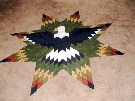 tie quilts patterns | Quilts n Quirks: Lone Star Eagle project Eagle Quilt Pattern, Eagle Scout Quilt, Indian Quilts, Lone Star Quilt Pattern, House Steps, Southwestern Quilts, Eagle Quilt, Native Patterns, Native American Quilt