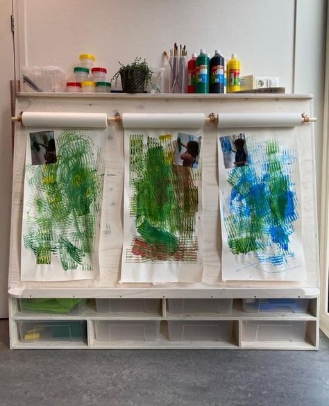 Art Area For Kids, Art Space For Kids, Preschool Art Studio, Toddler Lesson Plans Template, Kids Art Studio, Toddler Boy Room Decor, Reggio Classroom, Kids Cafe, Creative Area