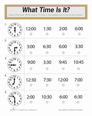 What time is it? Review time telling skills on the analog clock with this fill-in-the-bubbles quiz. Math Quiz For Grade 1, Time Quiz, Math Practice Worksheets, Telling Time Worksheets, What Time Is It, 2nd Grade Math Worksheets, 1st Grade Math Worksheets, Time Worksheets, 2nd Grade Worksheets