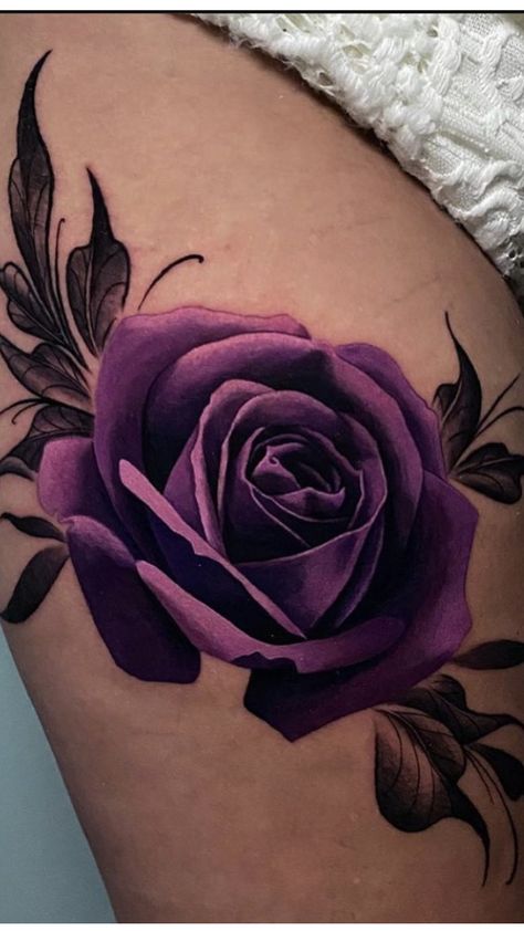 Best Flowers To Tattoo, Dark Purple Rose Tattoo, Purple Rose Tattoos For Women, Coverup Tattoo Ideas For Women Forearm, Dark Flower Tattoo Cover Up, Feminine Cover Up Tattoos, Neo Traditional Tattoos Women, Purple Rose Tattoo, Rose Tattoo Cover Up