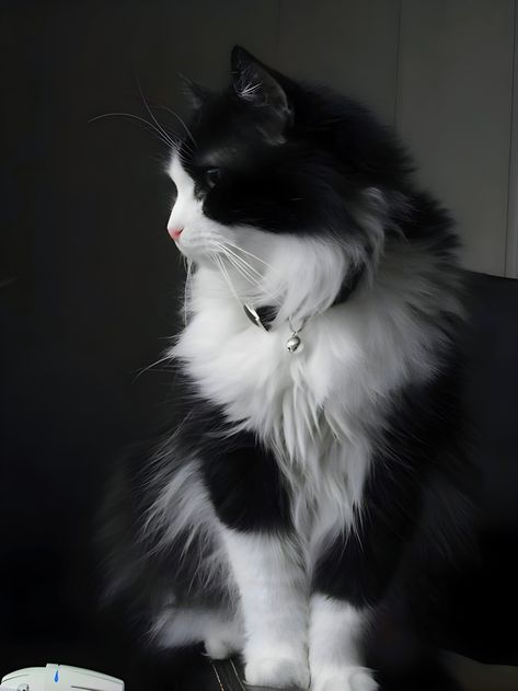 Black and white Turkish Angora Cat Long Haired Black And White Cat, Turkish Angora Cat Black, Turkish Cat, Angora Cat, Turkish Angora Cat, Angora Cats, Turkish Angora, Proverbs 20, Söt Katt