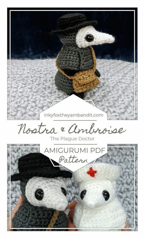 Plague Doctor Amigurumi Free Pattern, Amigurumi Plague Doctor, Plague Doctor Amigurumi, Plague Doctor Crochet Pattern, Plauge Doctor Crochet, Plague Doctor Crochet Pattern Free, Crochet Plague Doctor Free Pattern, Crochet Cryptid Free Pattern, Amagarumi Animals