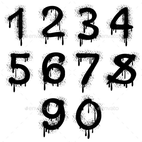 Graffiti Numbers Fonts, Tattoo Numbers, Pop Art Font, Graffiti Numbers, Blood Font, Text Cool, Grunge Graffiti, Graffiti Alphabet Styles, Alphabet Graffiti