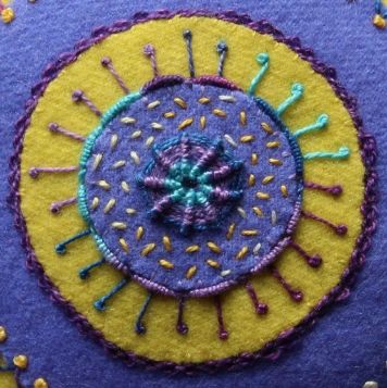 Stitches — Felice Quilt Designs Embroidered Projects, Craft Notebook, Wool Applique Quilts, Button Brooch, Penny Rug Patterns, Embroidery Patterns Ideas, Sue Spargo, Wool Appliqué, Wool Felt Projects