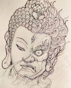 Buda Drawing Buddha, Bodysuit Tattoos, Irezumi Tattoo, Buddha Tattoo Design, Maori Tattoos, Buddha Tattoos, Yakuza Tattoo, Buddha Tattoo, Tattoo Zeichnungen