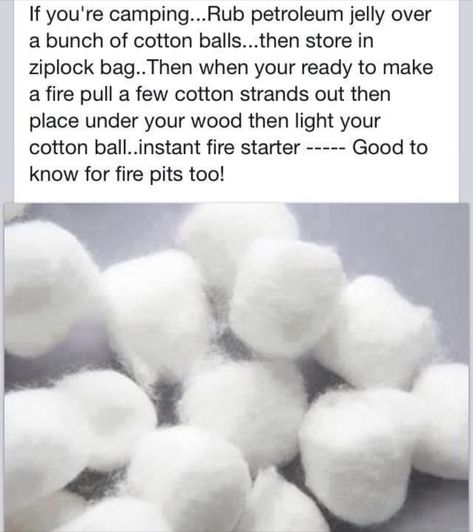 Camping Hacks Diy, Survival Skills Life Hacks, Survival Life Hacks, Survival Life, Emergency Prepping, Cotton Balls, Simple Life Hacks, Diy Life Hacks, Survival Prepping