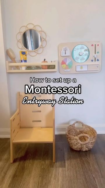 Montessori Get Ready Station Bedroom, Montessori Dressing Area Ikea, Montessori Stations At Home, Montessori Getting Ready Station, Montessori Shoe Station, Get Ready Station In Bedroom, Toddler Dressing Station, Toddler Getting Ready Station, Montessori Entryway Ideas