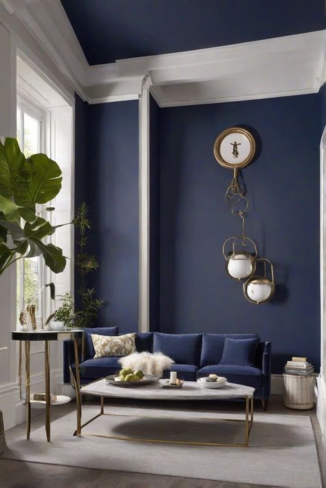 Hale Navy wall paint, living room decor, interior design, dreamy home Hale Navy Accent Wall Living Room, Behr New Navy Blue, Behr Paint Navy Blue, Hale Navy Behr Match, Behr Very Navy Vs Hale Navy, Light Colored Furniture, Hale Navy, Accent Wall Colors, Navy Walls