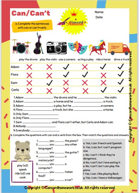 Can and Can't free ESL EFL worksheets with answer keys Can And Cannot Worksheet, Can Cannot Worksheet, Use Of Articles, Listening English, Relative Clauses, Possessive Adjectives, Some Sentences, Simple Present Tense, Simple Past Tense