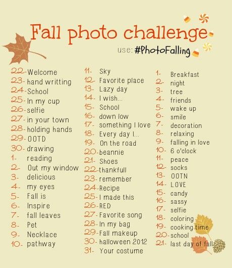 Fall photo challenge ♥ Fall Photo Challenge, Photo Challenge Ideas, Photography Challenges, Instagram Challenges, Fall Goals, October Photography, Mom Time, 30 Challenge, 30 Day Challenges