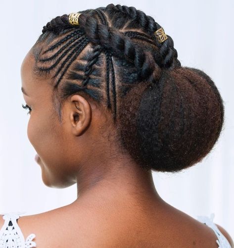 Two Cornrow Braids, Natural Cornrow Hairstyles, Half Cornrows, Cornrow Ponytail, Cornrow Braids, Cornrows Styles, Protective Hairstyles For Natural Hair, African Hair Braiding Styles, Hair Twist Styles