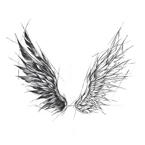 Black And White Wings Tattoo, Wings On The Neck Tattoo, Good And Evil Wings Tattoo, Evil Angel Wings Tattoo, Wing Tattoo Men, Rare Tattoos, Hand Tattoo Designs, Sketch Style Tattoos, Wing Tattoo Designs