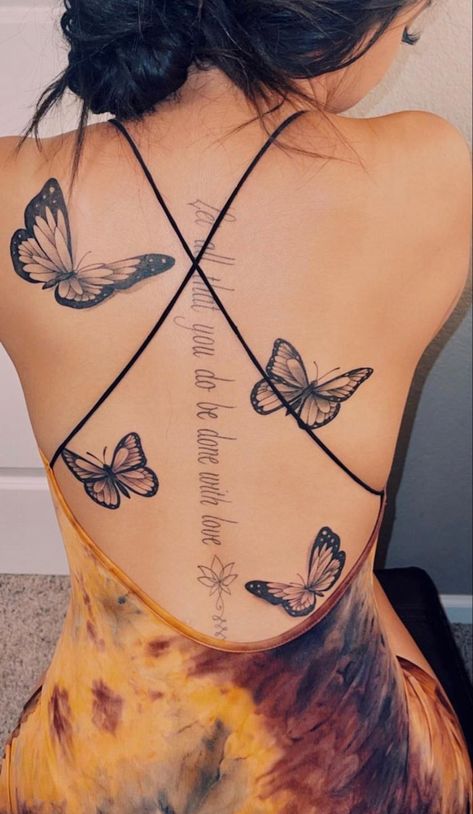 Easy Tattoo, Butterfly Back Tattoo, Cute Hand Tattoos, Pretty Hand Tattoos, Butterfly Tattoos For Women, Tattoos For Women Flowers, Hip Tattoos Women, Tattoo Simple, Spine Tattoos For Women