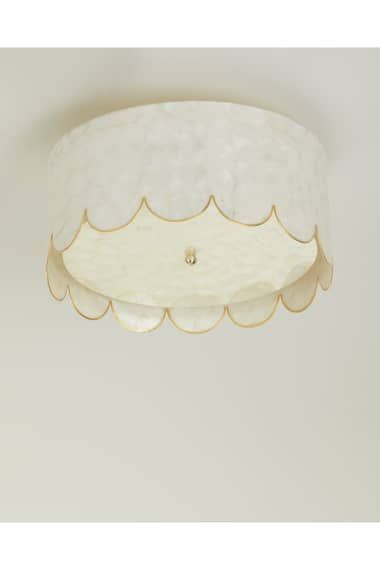 HE2VH Scallop Flush Mount Flush Chandelier, Iron Hardware, Capiz Shell, Light Fixtures Flush Mount, New Traditional, Back Plate, Flush Mount Lighting, Drum Shade, Flush Mount Ceiling