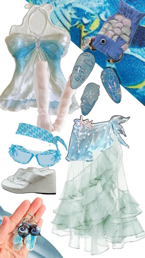 Aquatic Outfit Ideas, Aquatic Outfit, Aquatic Theme, Soiree Outfit, Fairy Outfit, Digital Closet, Sea Theme, Cat 2, Fit Ideas