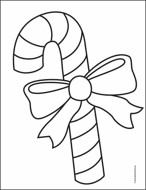 Crismas Coloring Pages, Candy Cane Drawing Easy, Christmas Easy Drawings Ideas, Christmas Candy Cane Drawing, Candy Canes Drawing, Christmas Drawings Easy For Kids, Christmas Easy Drawings, Easy Drawings For Kids Simple, Christmas Easy Drawing