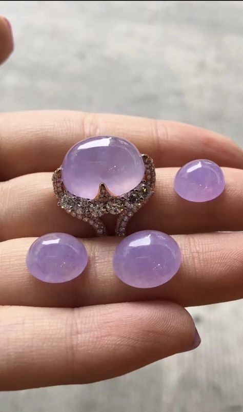 Jade Aesthetic, Lavender Ring, Jadeite Ring, Lavender Jade, Silver Jewelry Diy, Trendy Jewerly, Silver Rings With Stones, Beads Ideas, Crystals Jewelry