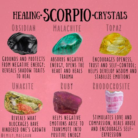 Here are somd crystals to heal and balance the intense and powerful energies of Scorpio✨❤️♏️ #scorpioseason #scorpios #crystallove #healingcrystals #crystalsandgemstones #crystalmagic #gemstones #crystalsforbeginners #zodiacsign #astrologysigns #energyhealing Scorpio Herbs, Herbs Of Scorpio, Scorpio Stones, Gemstones For Scorpio, Scorpio Stones And Crystals, Scorpio Healing, Scorpio Crystals And Stones, Scorpio Crystals Stones, Scorpio Gemstones