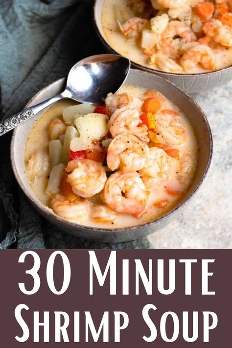 Shrimp soup is a delicious, yet under-shared recipe from El Salvador that you are going to absolutely love! The soup is broth based with just a tiny touch of cream. #shrimpsoup #salvadoranfood #creamyshrimpsoup Shrimp Soup Recipes, Instant Pot Shrimp, Salvadoran Food, Shrimp Soup, American Recipes, Seafood Soup, Easy Shrimp, Andouille Sausage, Andouille