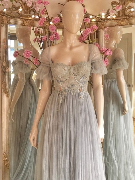 Yule Ball Dresses, Joanne Fleming, Flouncy Dress, Grey Wedding Dress, Grey Wedding, Fancy Dresses Long, Fantasy Dresses, Blue Wedding Dresses, Fantasy Gowns