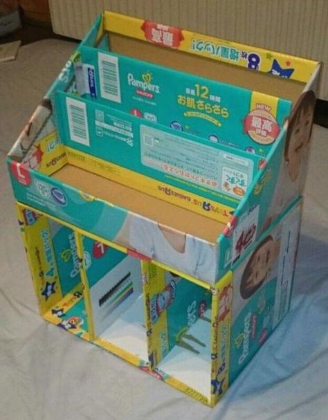 Diy Bookshelf Kids, Diy Bookshelves, Cardboard Organizer, Carton Diy, Cardboard Box Crafts, Diy Furniture Redo, Diy Storage Boxes, Diy Simple, Bookshelves Kids