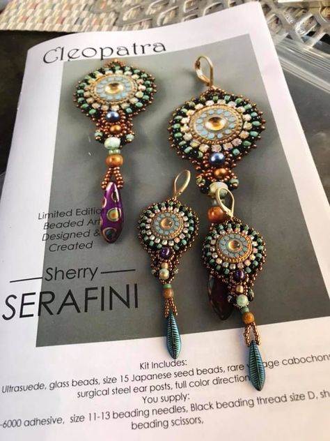 Embroidery Earring, Sherry Serafini, Bead Embroidered Bracelet, Beading Earrings, Embroidery Earrings, Embroidered Bracelet, Beading Inspiration, Beadwork Designs, Jewerly Beads