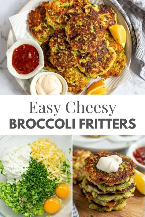 Healthy Broccoli Fritters, Easy Cheesy Broccoli, Prawn Fritters, Broccoli Fritters, How To Make Broccoli, Cheesy Broccoli, Sweet Potato Pancakes, Leafy Green Salads, Tomato Relish