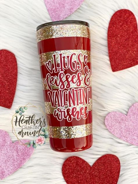 Valentine Tumbler, Epoxy Tumbler, Vinyl Tumblers, Glitter Tumbler Cups, Valentines Ideas, Custom Tumbler Cups, Diy Cups, Tumbler Cups Diy, Tumbler Ideas