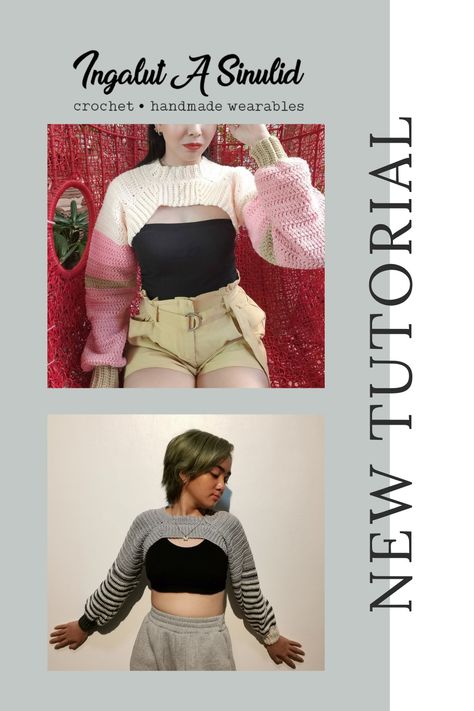 Crochet super crop sweater bodyless pullover crochet pattern and tutorial Crochet Bodyless Sweater, Bodyless Sweater, Crochet Arm Sweater, Arm Warmers Tutorial, Arm Shrug, Crop Sweater Crochet, Arm Sweater, Crochet Arm Warmers, Sweater Tutorial