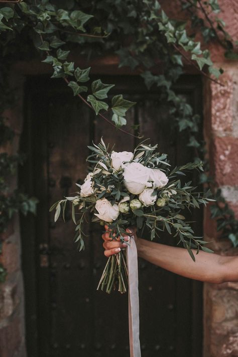 Bridal Bouquet Greenery, Bridal Bouquet White Roses, White Flower Decor, Bouquet White Roses, White Rose Bridal Bouquet, Bouquet Greenery, Olive Branch Wedding, Bridal Bouquet White, Elegant Bridal Bouquets