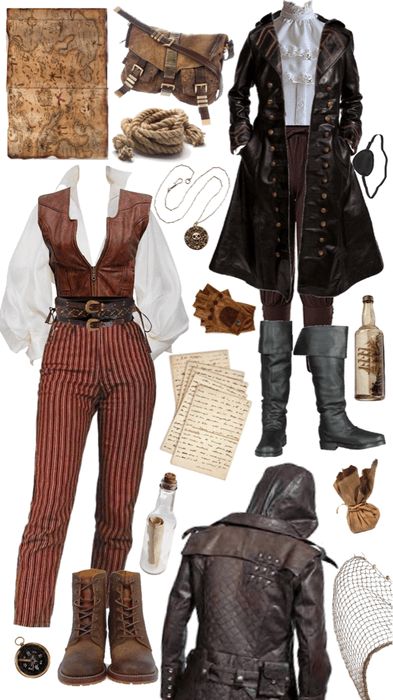 Pirate Male Outfit Aesthetic, Pirate Style Dress, Ren Fair Pirate Costumes, Pirate Costume Inspiration, Pirate Outfit Reference, Island Core Outfits, Pirate Outfit Masc, Pirate Core Fashion, Pirate Outfits Drawing