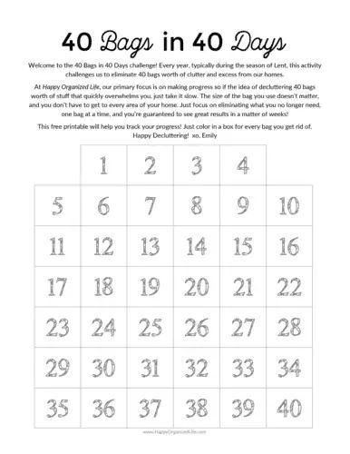 40 Days Challenge, 40 Day Challenge, Uncluttered Home, Decluttering Challenge, Challenges Activities, Day Countdown, Printable Planner Pages, School Study, More Organized