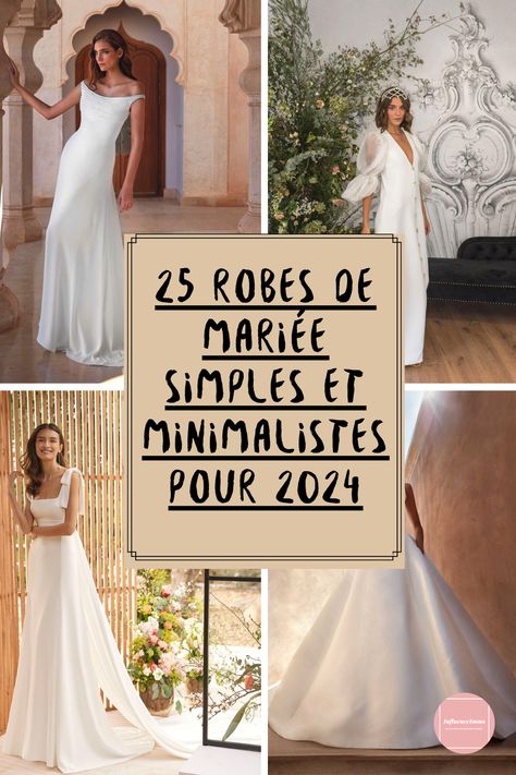 Chaque mariée a un style personnel unique et, pour les fiancées qui préfèrent un style plus sobre, ces robes de mariée minimalistes sont tout ce qu'elles recherchent depuis longtemps pour célébrer leur grand jour.  Il est clair que la société est complètement divisée en deux. Simple Civil Wedding Dress Courts, Civil Wedding Dresses Courts, Civil Wedding Dresses, Hair Mistakes, Look Older, Civil Wedding, Coin, Wedding Dress