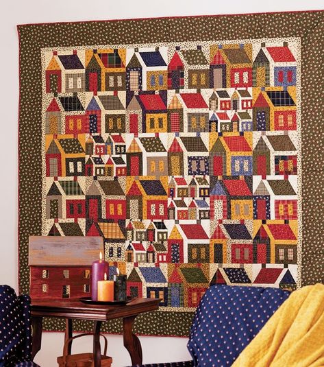 All People Quilt, House Quilt Block, House Quilt Patterns, Quilt Christmas, Yoko Saito, Block Quilts, House Quilts, Quilt Batting, Old Quilts