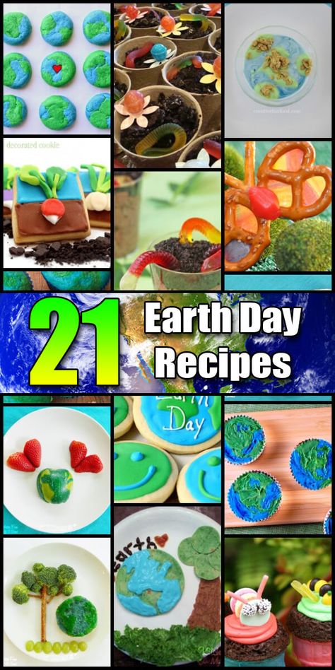 21 Yummy Earth Day Recipes - Holiday Vault Earth Day Snack Ideas For Kids, Earth Day Snacks For Kids To Make, Earth Day Themed Snacks, Earth Day Dessert Ideas, Earth Day Treats Easy, Earth Day Snack Ideas, Earth Day Party Food, Earth Day Snacks For Preschool, Earth Day Recipes