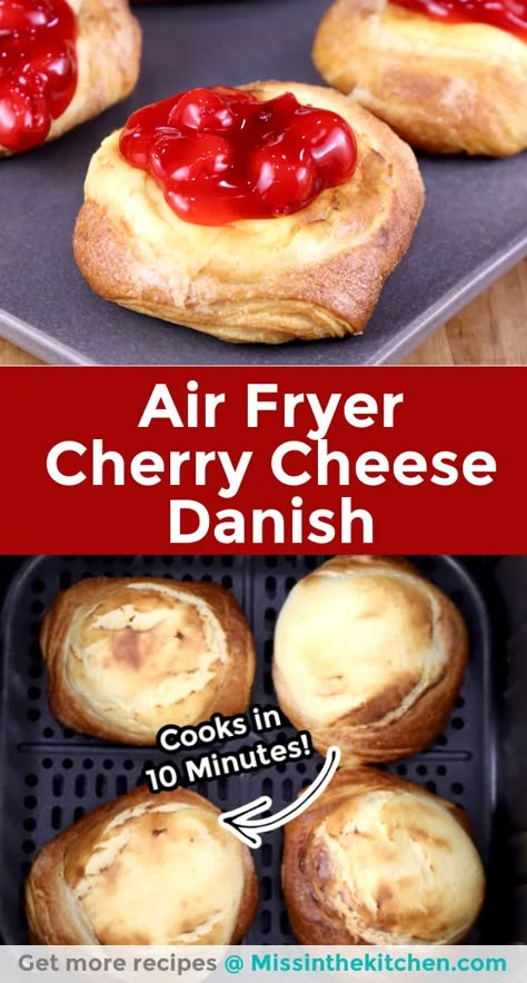 Cherry Cheese Danish, Air Fryer Recipes Dessert, New Air Fryer Recipes, Air Fryer Recipes Snacks, Crescent Recipes, Air Fryer Recipe, Air Fried Food, Air Fryer Oven Recipes, Cheese Danish