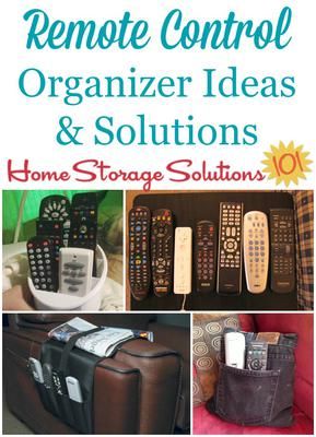 Remote Control Organizer Ideas & Solutions - including ideas for the living or family room, bedroom, DIY solutions and more {on Home Storage Solutions 101} Remote Storage Ideas, Remote Storage, Remote Organization, Storage Hacks Bedroom, Remote Control Organizer, Small Bedroom Storage, Remote Control Storage, Organizer Ideas, Household Management