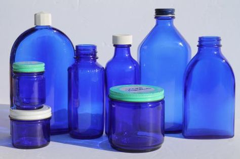 Vintage Drugstore, Blue Glass Bottles, Bottle Tree, Cobalt Glass, Medicine Bottles, Vintage Bottles, Blue Bottle, Bottles And Jars, Blue Glass