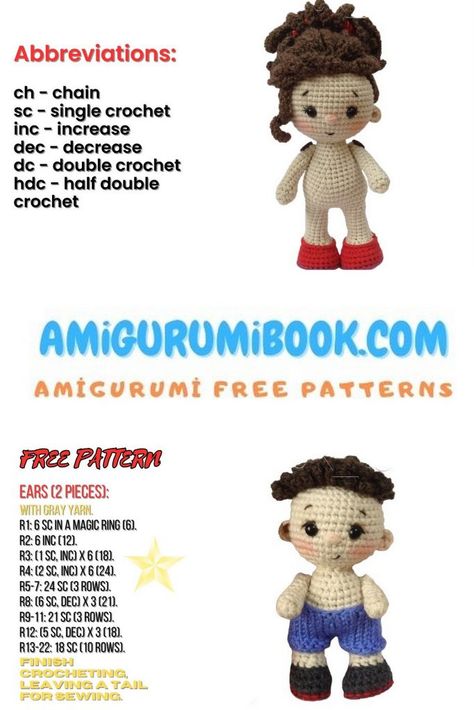 Adorable Doll Amigurumi Free Pattern: Crochet Your Way to Cuteness! – Free Amigurumi Crochet Patterns Crochet Dolls Free Patterns Easy, Doll Amigurumi Free Pattern, Free Amigurumi Crochet Patterns, Free Pattern Crochet, Crochet Dolls Free Patterns, Cat Amigurumi, Boys Toys, Le Crochet, Amigurumi Free