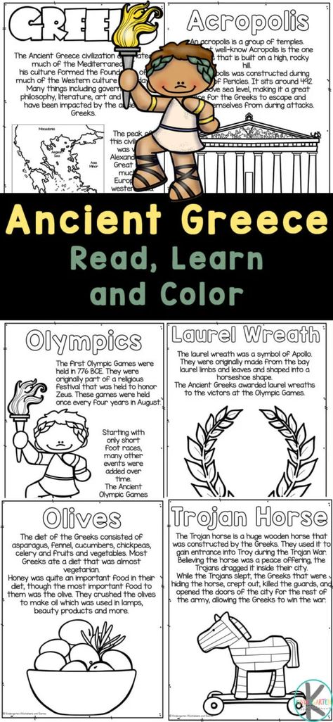 Greek Olympics For Kids, Ancient Greece 2nd Grade, Ancient Greece School Project, Ancient Greek Olympics, History 3rd Grade, Greece Coloring Pages, Ancient Greece Olympics For Kids, Ancient Greece Classroom Decorations, Ckla 2nd Grade Greek Myths