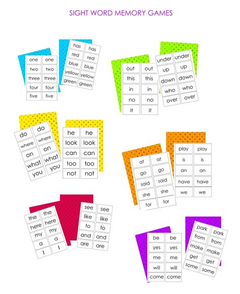 Sight Word Memory Game, Sight Word Matching, Word Matching Game, Kindergarten Sight Words Flash Cards, Free Sight Word Games, Th Words, Sight Words Printables, Learning Sight Words, Teaching Sight Words